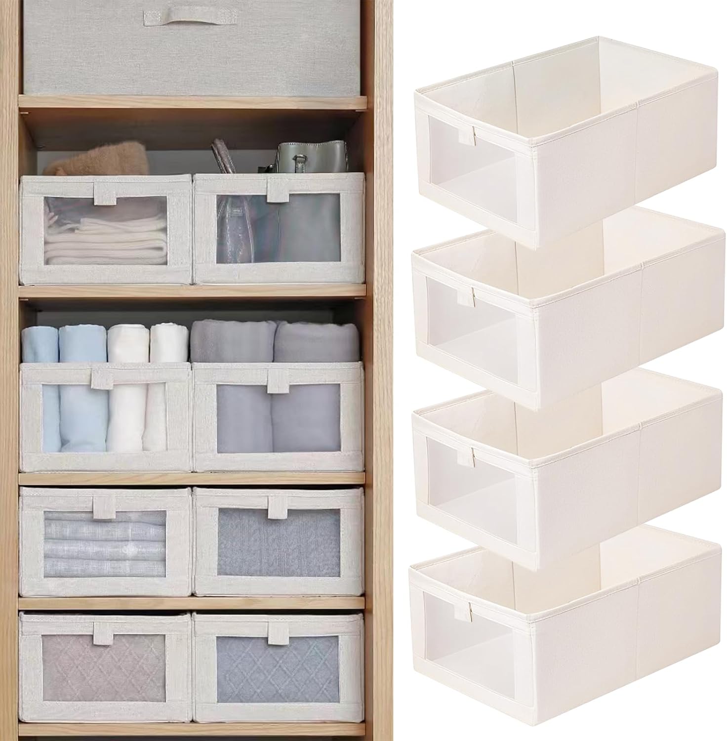 Four-Pack Foldable Fabric Storage Boxes