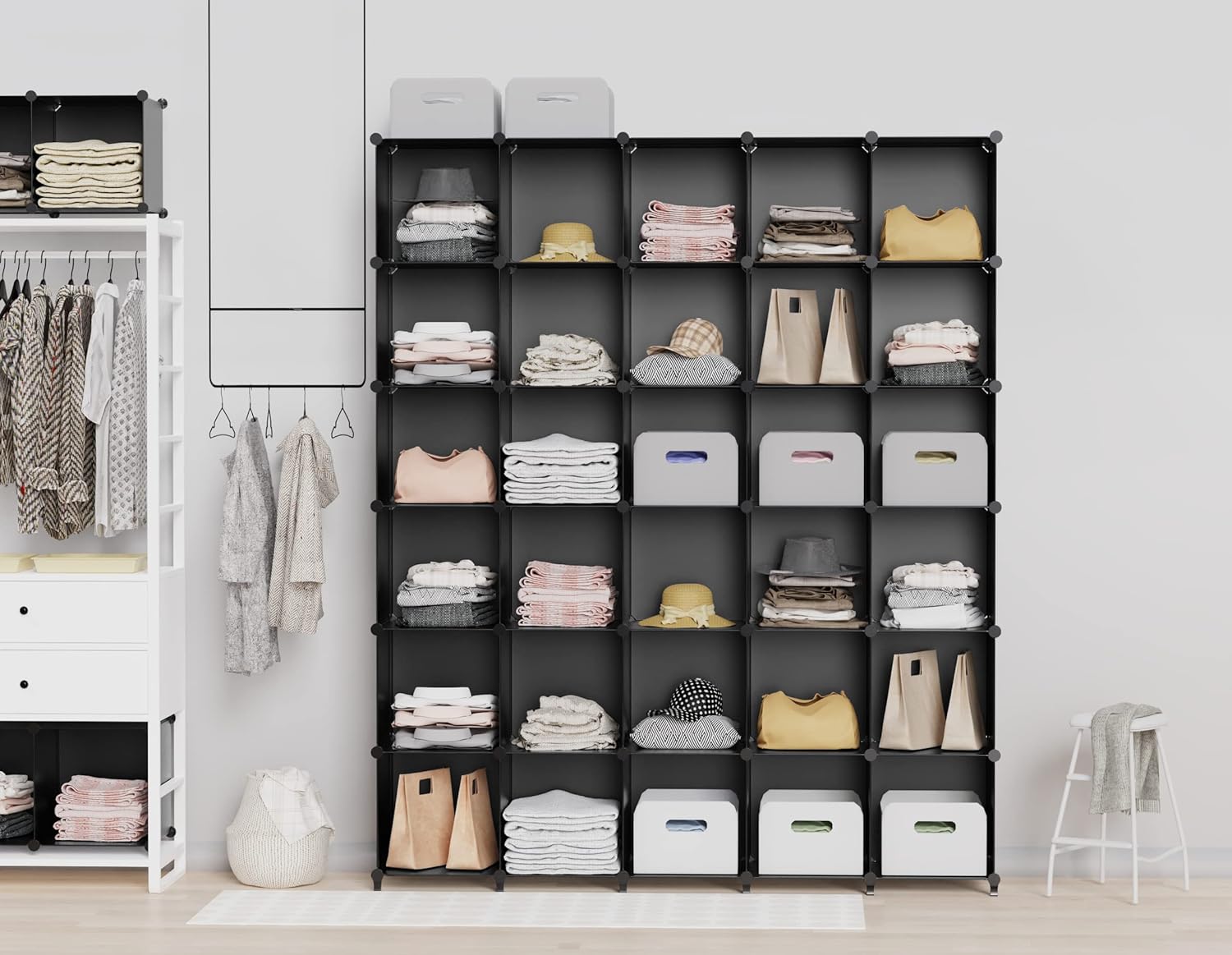 Nine-Cube Storage Unit with Bins