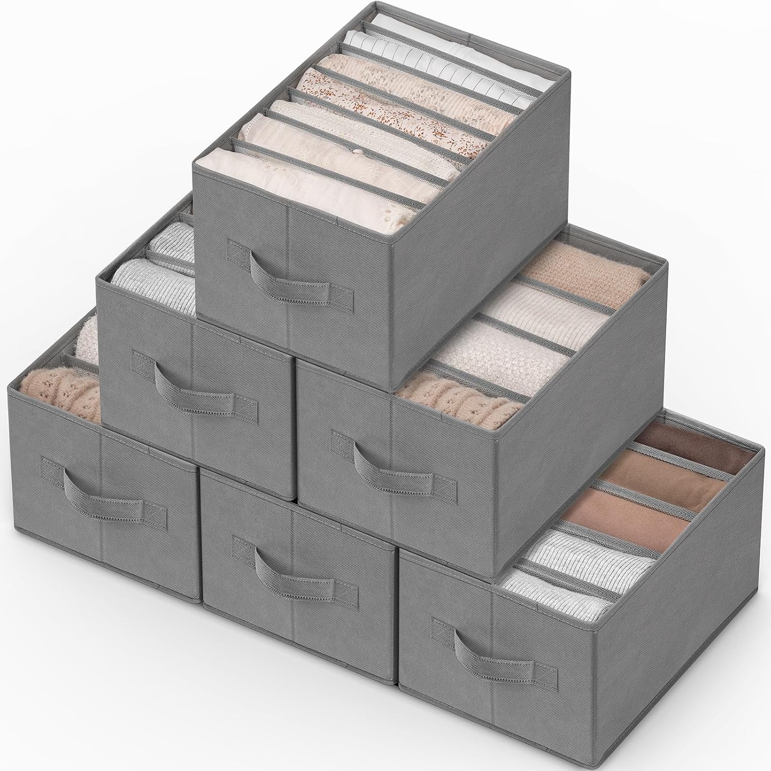 Six-Piece Grey Fabric Organisers