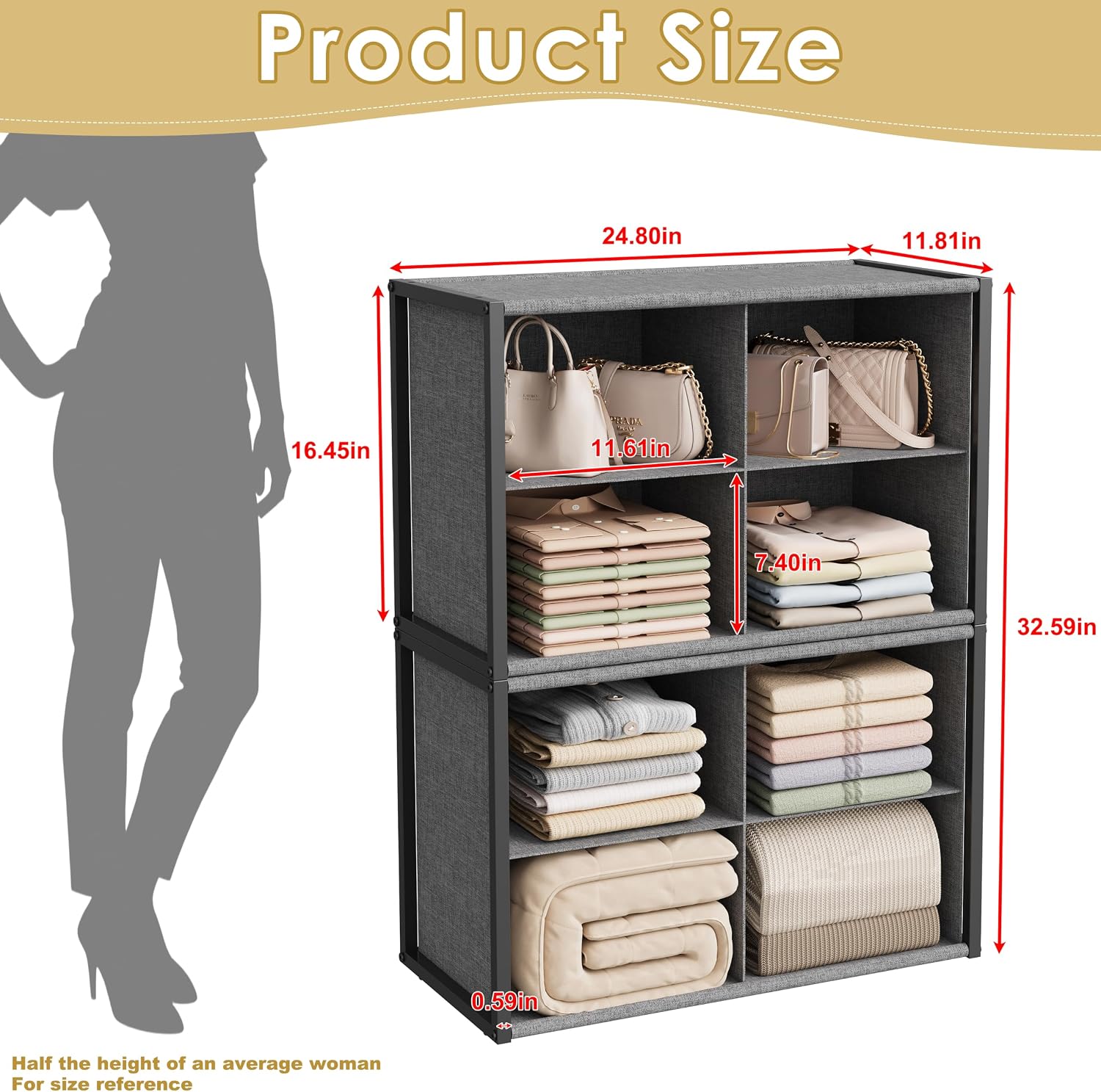 Two-Pack Stackable Fabric Organisers